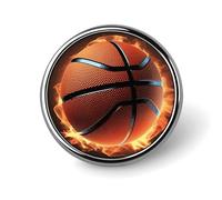 Unisex Lapel Pins Round Lapel Hat Pins Brooches 3D Basketball Badge Pins Suitable for Decoration And Giving to Friends, Circular, Aluminum, quartzite