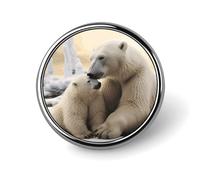 Unisex Lapel Pins Round Lapel Hat Pins Brooches Polar Bear Love Badge Pins Suitable for Decoration And Giving to Friends, Circular, Aluminum, quartzite