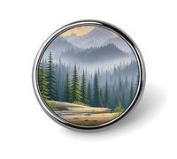 Unisex Lapel Pins Round Lapel Hat Pins Brooches Snowman Embraces Badge Pins Suitable for Decoration And Giving to Friends, Circular, Aluminum, quartzite