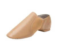 Unisex Leather Upper Jazz Shoe Slip-on For Women And Men's Dance Shoes Men Dance Shoes For Hip Hop(Khaki,4)