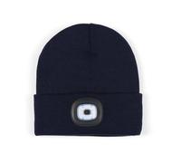 Unisex LED Beanie with Light, USB Rechargeable Hands Free LED Headlamp Hat, Knitted Night Light Beanie Cap Flashlight Hat, Navy, One size