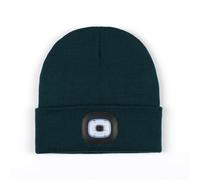 Unisex LED Beanie with Light, USB Rechargeable Hands Free LED Headlamp Hat, Knitted Night Light Beanie Cap Flashlight Hat, Peacock Blue, One size
