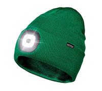 Unisex LED Lighted Beanie, Unisex USB Rechargeable Headlamp Hat, Cap with Light Hands Free Head Torch, Winter Warm Gifts for Men and Women Green