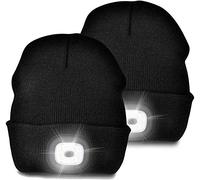 Unisex LED Lighted Beanie, Unisex USB Rechargeable Headlamp Hat, Cap with Light Hands Free Head Torch, Winter Warm Gifts for Men and Women