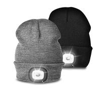 Unisex LED Lighted Beanie, USB Rechargeable Headlamp Hat, Cap with Light Hands Free Head Torch, Winter Warm Gifts for Men and Women