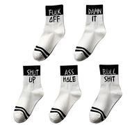 Unisex Letter Print socks, Rude Language Socks Athletic Socks Casual Fashion Hip Hop Sports Cotton Tube Sock Gift (5 Pairs)