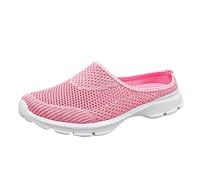 Unisex Lightweight Breathable Lace Up Casual Work Shoes, Women's Sporty Slip On Trainers for Daily Pink