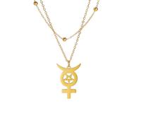 Unisex Lilith Crescent Inverted Cross Necklace Stainless Steel Pentagram Astrological Symbol Sign Necklaces Satanic Jewelry fashion