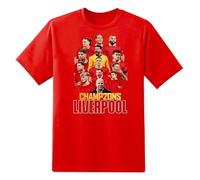 Unisex Liverpool Champions Crew Neck T-Shirt for Kids & Adults, 100% Cotton Liverpool Team Tee Top (Red, 5-6 Year)