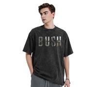 Unisex London Rock Band T-Shirts Vintage Washed Denim Short-Sleeve Tops Summer Graphic Cotton Shirts Black M