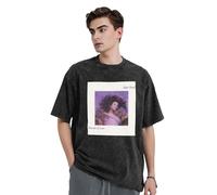Unisex London Rock Band T-Shirts Vintage Washed Denim Short-Sleeve Tops Summer Graphic Cotton Shirts Black M