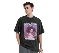 Unisex London Rock Band T-Shirts Vintage Washed Denim Short-Sleeve Tops Summer Graphic Cotton Shirts Black M
