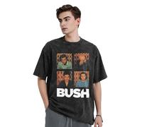 Unisex London Rock Band T-Shirts Vintage Washed Denim Short-Sleeve Tops Summer Graphic Cotton Shirts Black M
