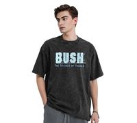 Unisex London Rock Band T-Shirts Vintage Washed Denim Short-Sleeve Tops Summer Graphic Cotton Shirts Black M