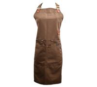 Unisex Long Apron, Chef Apron with Adjustable Neck Strap, Waterproof Canvas Work AproN, Waiter Waitress APron with 4 Pockets, Cooking Kitchen Apro/n, Women Men Apro/n for Home Restaurant Cafes (Brown)