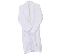 Unisex Luxury Shawl Bathrobe 100% Pure Cotton Hotel Quality Terry Toweling Bathrobe Dressing Gown (White)