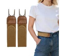 Unisex Magic Fastener - 2 Pcs Buckleless Elastic Adjustable Hook-and-loop Nylon Belt - No Buckle, Great Gift, Black/Brown