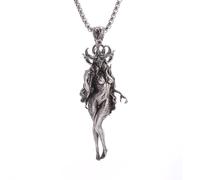 unisex Maleficent Witch Pendant Silver-Plated Sleeping Beauty Goddess Necklace Men and Women Couples Trend Jewelry Anniversary