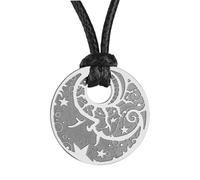 Unisex Man in the Moon Black Celestial Pendant Necklace Solid Copper Adjustable Cord Stainless Steel Jewelry fashion gifts