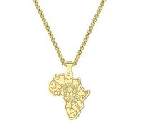 Unisex Map of Africa Necklace With National Boundaries Tiger Face Vintage Pattern Stainless Steel African Map Jewellery Gift fashion gifts