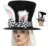 Unisex March Hare Tea Party Top Hat with Ears & Bow Ladies Mens Hat by Smiffys.