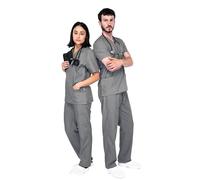 Unisex Medical Workwear Set - Women's and Men's Tunics, Soft and Comfortable Fit, Workwear Care Uniform, Modern Care Tunic Set, Breathable Fabric, gray, XL