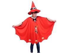 Unisex Medieval Cowl Hat Kids Witch Cape Wizard Robe Pumpkin Party Attire Halloween Cosplay Performance Garment Set