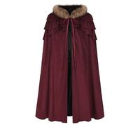 Unisex Medieval Cowl Hat Royal Cape Padded Shoulder Vintage Beaded Chain Hooded Robe Performance Attire Gothic Renaissance Garment