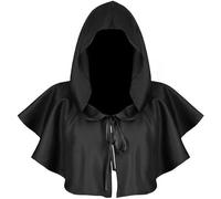 Unisex Medieval Hooded Cloak, Gothic Vintage Friar Hat Cape for Halloween Cosplay, Wizard Witch Vampire Death Devil Costume, Wicca Pagan Medieval Accessory, Men Women Halloween Grim Hooded Cape Cloak