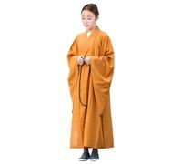 Unisex Meditation Monk Robe Loose Comfortable Traditional Buddhist Monk Clothing(Earth yellow,L)