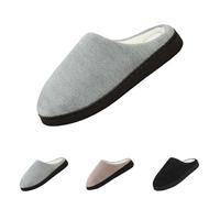 Unisex Memory Foam Slippers Flat Hut Shoes Women's Non-Slip Slippers Men's Autumn Winter Guest Slippers for Household Guests Plush Warm Slippers Retro Fashion Felt Slippers, gray, 8 UK