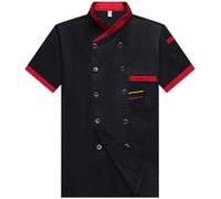 Unisex Men's Chef Coat Jacket Women Kitchen Restaurant Cooking Work Chefs Shirt Tops,Black,M