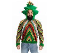 Unisex Men's Christmas Jumper Hoodie Funny Ugly Reindeer Santa Elf Novelty Xmas Tree Womens's Gift Sweater, Tinsel Rocks, L