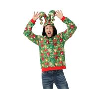 Unisex Men's Christmas Jumper Hoodie Funny Ugly Reindeer Santa Elf Novelty Xmas Tree Womens's Gift Sweater, Express Your Elf This Christmas, L