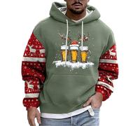 Unisex Men's Christmas Jumper Hoodie Funny Ugly Reindeer Santa Elf Novelty Xmas Tree Womens's Sweater Sports Leisure Workwear Sweatshirt Reindeer Onesie Adult (Dark Green,4XL)