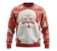 Unisex Men's LED Christmas Jumper Tree Elf Santa Xmas Jumpers Sweater Long Sleeve Pullover Top for Men Women Casual Loose Christmas Jumper Snowman T Shirt (Red,XL)