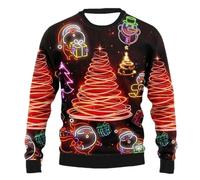 Unisex Men's LED Christmas Jumper Tree Elf Santa Xmas Jumpers Sweater Long Sleeve Pullover Top for Men Women Winter Warm Sweatshirt Sweater Jacket Xmas Outfit Men (Red,XL)