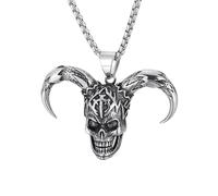 unisex Men's Vintage Longhorn Skull Pendant Necklace Punk Gothic Devil Pendant Rock Party Ride Versatile Punk Jewelry Gift Jewelry Accessories
