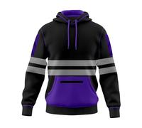 Unisex Mens Women Hi Vis Pullover Hoodie Reflective Tape Safety Work Drawstring Multi Zipped Pockets High Viz High Visibility Hooded Sweatshirt