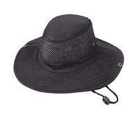Unisex Mesh Camouflage Sun Hat Wide Brim Hat Panama Fedora Drawstring Foldable Lightweight Outdoor Fishing Hat Breathable Classic Retro Adjustable Travel Mountaineering Black One Size