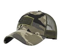 Unisex Mesh Tactical Camouflage Baseball Cap American Flag Embroidery Classic Lightweight Breathable Climbing Hiking Camouflage One Size