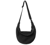 Unisex Messenger Bag Women's Men's Crossbody Bag Korean Version Simple Solid Color Dumpling Bag Large Capacity Couple Bag, Black, M