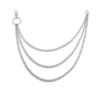 Unisex Metal Wallet Chain Jeans Biker Rocker Double Layered Necklace 3 Layer