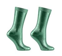 Unisex Metallic Silk Socks Elegant Shiny Foil Glitter Ribbed Style Soft Comfortable Fit Suitable for All Season Daily and Fashion Wear(Green, One Size)