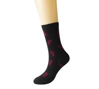 Unisex Mid Socks Breast Cancer Awareness International Day Printed Medium Compression Socks Outdoor Running Socks Comfortable and Breathable Wear (Black, One Size)