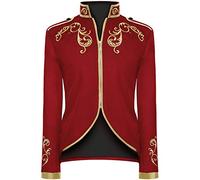 Unisex Military Blazers Prince Coats Drummer Parade Punk Officer Fitted Jackets - Red - Large