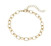 Unisex Minimalist Oval Link Stainless Steel Bracelet, Adjustable 19+5cm Extension Chain Hypoallergenic Wrist Chain for Daily Wear Gift (Golden)