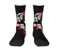 Unisex Mode Music De&PE&Che band Color-Blocked Socks Moisture-Wicking 3D Printed Crew Socks Unique Design