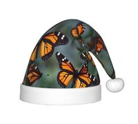 Unisex Monarch Butterfly Print Santa Hat for Christmas New Year Holiday Party