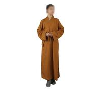 Unisex Monk Robe With Triple-Layer Collar - Long Cotton Shaolin Kung Fu Meditation Clothing For Men & Women (Yellow,Grey | Sizes: 145cm-190cm)
